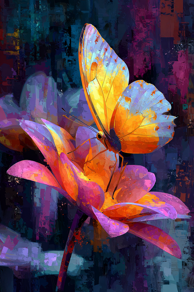 u1127339427 Abstract digital painting with stylized butterfly a1ca6771-b2ff-4cd5-8d38-253a06139383 1